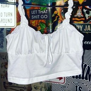 White crop top with tie size small has only been worn a couple of times